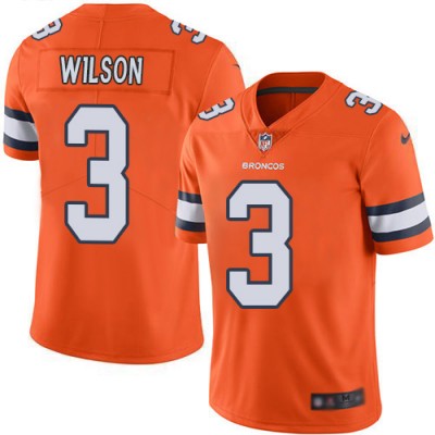 Nike Denver Broncos #3 Russell Wilson Orange Men's Stitched NFL Limited Rush Jersey
